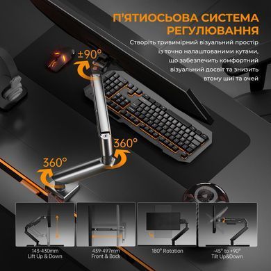 Кронштейн Anda Seat Stealth II 17"-32" Orange (VESA100х100) (AD-W-A6D-1S-BO) [617895]
