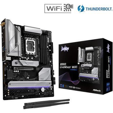 Материнська плата AsRock (1851/B860, 4*DDR5, 2*PCIex16, HDMI/TB4, 4xSATA, 3xM.2, 2.5Glan, 7.1ch, A (B860 LiveMixer WiFi) [402698]