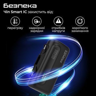 Універсальна мобільна батарея Promate PowerUp-Duo 5000mAh 20W Black (powerup-duo.black) [603488]