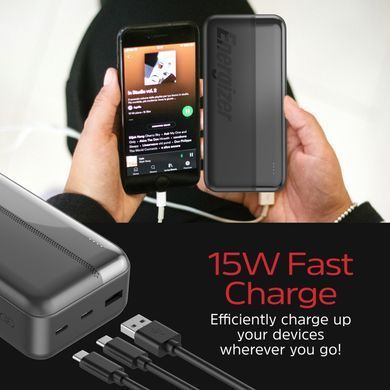 УМБ Energizer 30000mAh 15W USB-А, 2хUSB-C Black (UE30050CC) [404348]