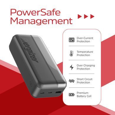 УМБ Energizer 30000mAh 15W USB-А, 2хUSB-C Black (UE30050CC) [404348]