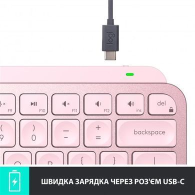 Клавіатура бездротова Logitech MX Keys Mini Wireless Illuminated UA Rose (920-010500) [605922]