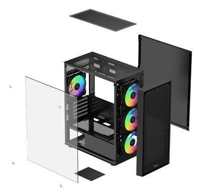 Корпус для комп'ютера MATX W/O PSU GAMMA C50 BK ARGB OCYPUS (GAMMA-C50-BKG400XX-GL) [502868]