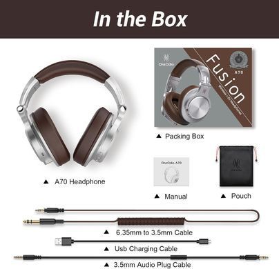 Гарнітура OneOdio Fusion A70, Bluetooth+3,5мм/6,35мм, Silver Brown (A70 Silver Brown) [404485]