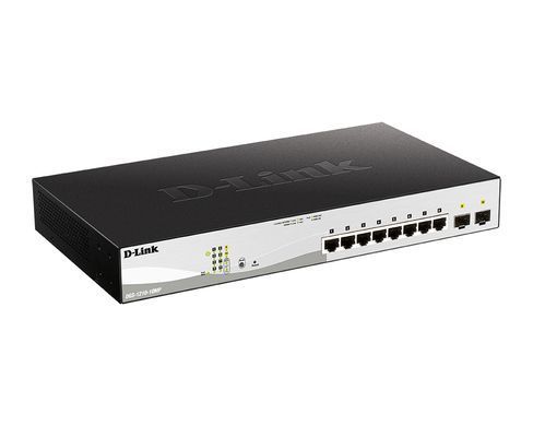 Комутатор D-Link 8xGE PoE, 2xSFP, 130Вт (DGS-1210-10MP) [104864]
