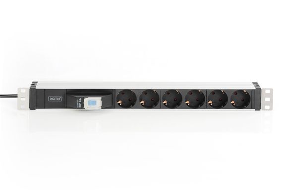 Пристрій розподілу електроживлення DIGITUS 1U, 6xSchuko, 16A, 250V, автомат, вилка Schuko (DN-95417) [108842]