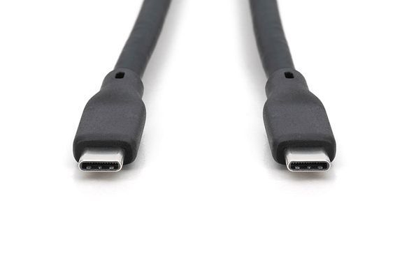 Кабель DIGITUS USB-C > USB-C заряджання/синхронізації, USB4 2.0, 80G, 240W, 16K, силіконовий, 1м, чорний (AK-300350-010-S) [114551]