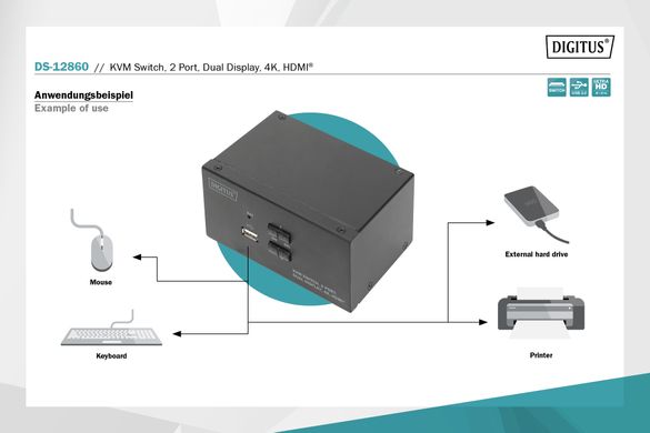 Комутатор DIGITUS Desktop HDMA KVM (DS-12860)