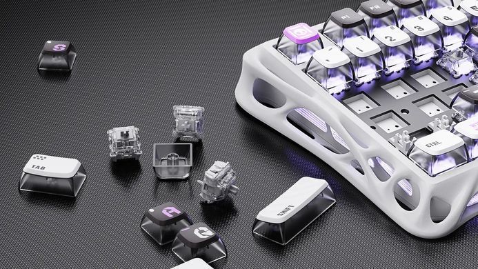 Клавіатура механічна GravaStar Mercury V75 80keys, Magnetic Jade Pro, 8K, USB-A, RGB, Mecha Gray (GS_V75_GWT) [113148]