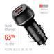 Автомобільний зарядний пристрій ColorWay 2USB (Type-C PD45W + USB QC3.0 18W) 63W Black (CW-CHA067PD-BK) [618408], фото 6