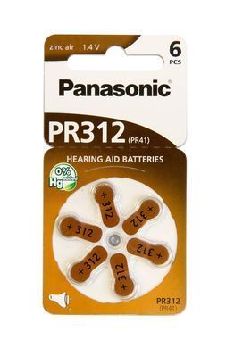 Батарейка Panasonic повітряно-цинкова PR312(312A, AC312E/EZ, PR312H, PR41, ZA312, DA312) блістер, 6 шт. (PR-312/6LB) [113404]