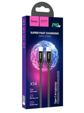 Кабель HOCO X14 Type-C to iP 3A, 20W, 1m, nylon, aluminum connectors, Black (6931474752192) [805378]