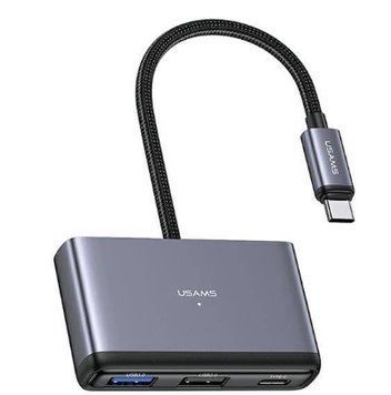USB-хаб Usams US-SJ627 4in1 Multifunctional Type-C HUB dark grey Type-C*1+USB3.0*1+USB 2.0*2 (SJ627HUB01) [802742]
