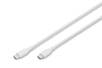 Кабель DIGITUS USB-C > USB-C заряджання/синхронізації, USB 2.0, 60W, силіконовий, 2м, білий (AK-300341-020-W) [108610]