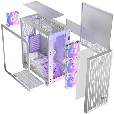 Корпус Modecom VOLCANO PERUN APEX ARGB MIDI WHITE 4x140mm fans USB 3.0x2+TYPE-C без БЖ ATX (AT-PERUN-4F-ARGB-20-00000) [402947]