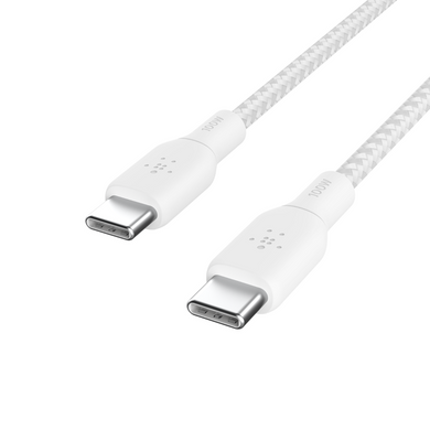 Кабель USB-C > USB-C заряджання/синхронізації Belkin 2м, 100Вт, Type-C, плетений, білий (CAB014BT2MWH) [108567]