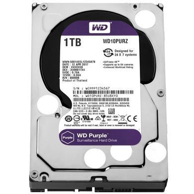 Накопичувач HDD SATA 1.0TB WD Purple 5400rpm 64MB (WD10PURZ) [610637]