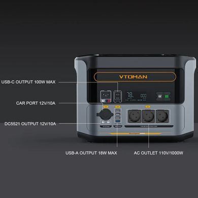 Зарядна станція Vtoman PB-85 (828 Вт/г) 1000W AC,MPPT,UPS,LiFePo4 (FlashSpeed 1000) [400636]
