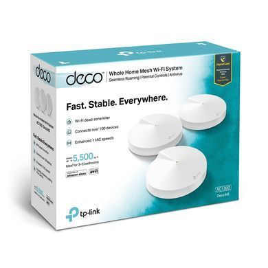 Система WiFi-Mesh TP-LINK Deco M5 AC1300, 1xGE LAN, 1xGE WAN, 3мод (DECO-M5-3-PACK) [104314]