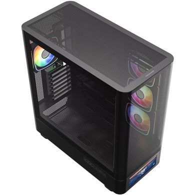 Корпус Modecom VOLCANO AQ500 ARGB MIDI FRONT LCD 6,2&rdquo;, 4x120mm fans BLACK без БЖ ATX (MC-A-AQ500-4FA-B) [405388]