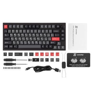 Клавіатура механічна Lemokey P1 Pro 84Key, Keychron Super Banana, WL/BT/USB-A, QMK/VIA, Hot-Swap, EN/UKR, RGB, Knob, Carbon Black (P1P-M4-UA) [103656]