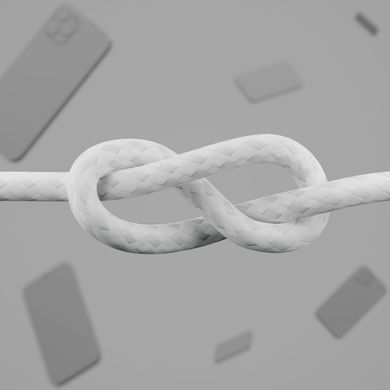 Кабель USB-C > Lightning заряджання/синхронізації Belkin 1м, Type-C, плетений, силіконовий, з ремінцем на магніті, білий (CAA011BT1MWH) [109445]