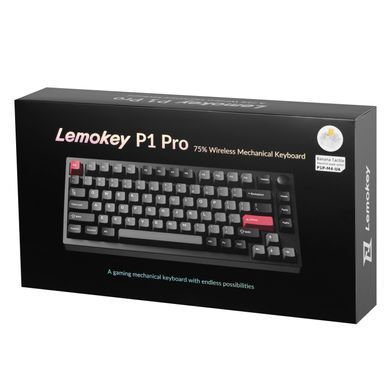 Клавіатура механічна Lemokey P1 Pro 84Key, Keychron Super Banana, WL/BT/USB-A, QMK/VIA, Hot-Swap, EN/UKR, RGB, Knob, Carbon Black (P1P-M4-UA) [103656]