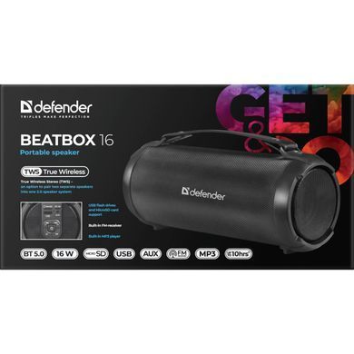 Акустична система Defender 1.0 Beatbox 16 16Вт, BT/FM/TF/USB/AUX/TWS (65216) [405281]