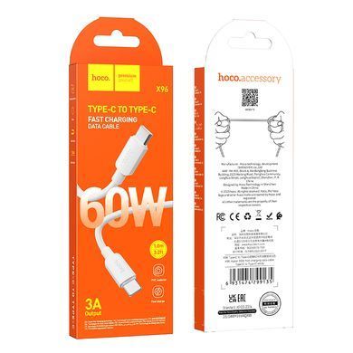 Кабель HOCO X96 Hyper 60W fast charging data cable Type-C to Type-C White (6931474799128) [806405]