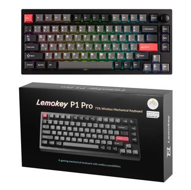Клавіатура механічна Lemokey P1 Pro 84Key, Keychron Super Banana, WL/BT/USB-A, QMK/VIA, Hot-Swap, EN/UKR, RGB, Knob, Carbon Black (P1P-M4-UA) [103656]