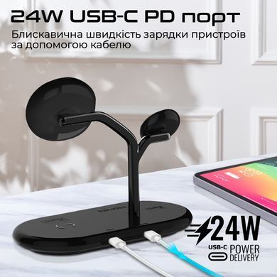 Бездротовий зарядний пристрій Promate Synergy-Pro MagSafe 57W Black (synergy-pro.black) [603395]