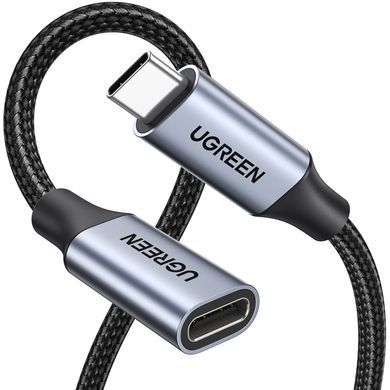 Кабель USB 3.1 Type-C M-F, 1 м, 5A （10Gbps）Чорний, US372 UGREEN (30205) [405393]