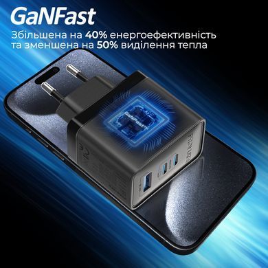 Зарядний пристрій Promate PowerPort 45W Black (powerport-45.black) [603393]
