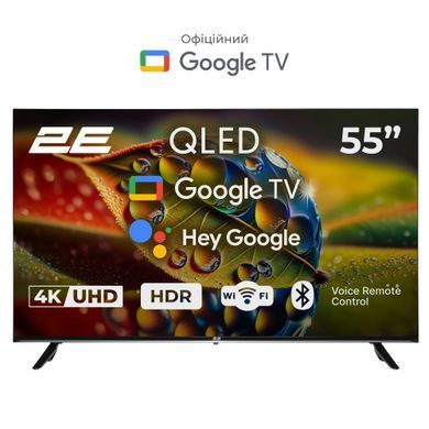 Телевізор 55" 2E QLED 4K 60Hz Smart Google TV Black (2E-55A77Q) [102207]