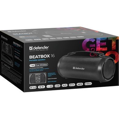 Акустична система Defender 1.0 Beatbox 16 16Вт, BT/FM/TF/USB/AUX/TWS (65216) [405281]