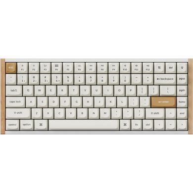Клавіатура механічна Keychron K2HE 81Key, Gateron Double-Rail Magnetic Nebula, WL/BT/USB-A, QMK, Hot-swap, RGB, дерево,білий (K2H-Q1-UA) [108102]