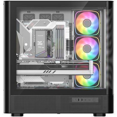 Корпус Modecom VOLCANO AQ500 ARGB MIDI FRONT LCD 6,2&rdquo;, 4x120mm fans BLACK без БЖ ATX (MC-A-AQ500-4FA-B) [405388]