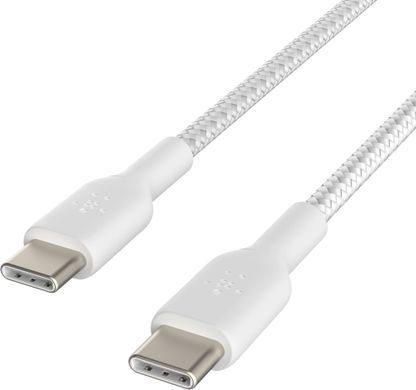 Кабель USB-C > USB-C заряджання/синхронізації Belkin 2м, 60Вт, Type-C, плетений, білий (CAB004BT2MWH) [108620]
