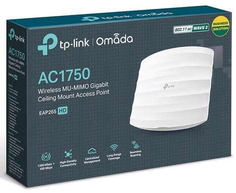 Точка доступу TP-LINK EAP265 HD AC1750, 1xGE, 1GE out, PoE, Passive PoE (EAP265-HD) [110104]