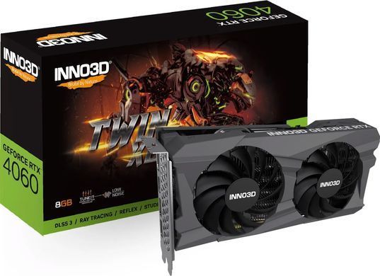 Відеокарта GeForce RTX4060 Inno3D TWIN X2, 8GB GDDR6, 128bit, PCI Express 4.0 X8 (N40602-08D6-173061N) [400875]