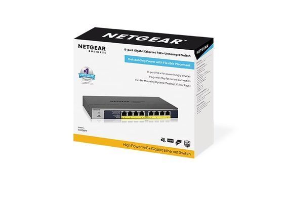 Комутатор NETGEAR GS108PP 8xGE PoE, 123Вт, Некерований (GS108PP-100EUS) [104946]