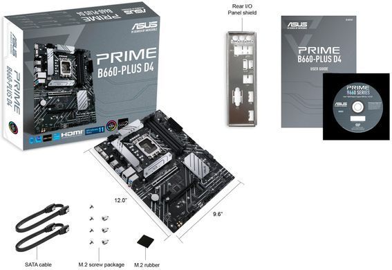 Материнcька плата ASUS PRIME B660-PLUS D4 s1700 B660 4xDDR4 M.2 HDMI DP D-Sub ATX (90MB18X0-M1EAY0) [110189]