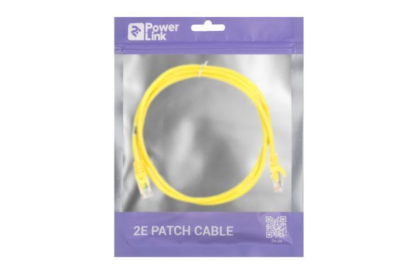 Патч-корд 2E САТ 5e, UTP, 1.20м, 26AWG, RJ45, 7/0.16, Cu, PVC, жовтий (2E-PC5ECOP-120YLW) [109862]