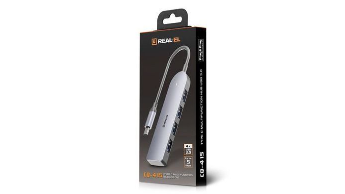 USB-хаб REAL-EL CQ-415 USB Type-C 4-в-1 (EL123110001) [605110]