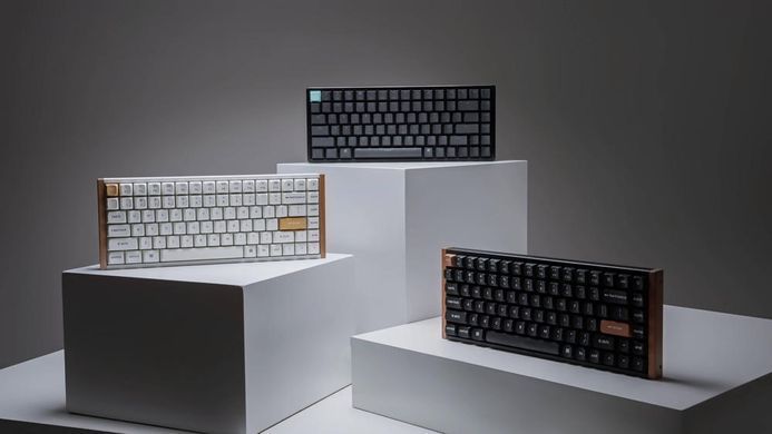 Клавіатура механічна Keychron K2HE 81Key, Gateron Double-Rail Magnetic Nebula, WL/BT/USB-A, QMK, Hot-swap, RGB, дерево,білий (K2H-Q1-UA) [108102]