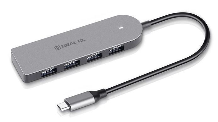 USB-хаб REAL-EL CQ-415 USB Type-C 4-в-1 (EL123110001) [605110]