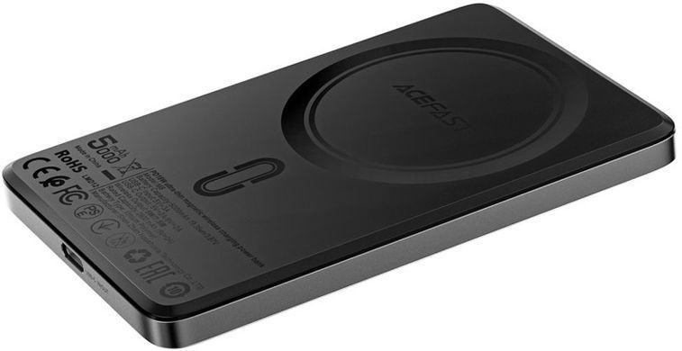 УМБ Acefast Magnetic Wireless 5000mAh 18W PD,QC 3.0, QI 7.5 Вт, ультра тонкий, M8 Black (6974316283386) [402206]