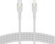 Кабель USB-C > Lightning заряджання/синхронізації Belkin 1м, Type-C, плетений, силіконовий, з ремінцем на магніті, білий (CAA011BT1MWH) [109445], фото 1