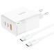 Мережевий зарядний пристрій Foneng USB-A 2xUSB-C GaN 65W White + кабель USB-C (GAN65) [603271], фото 2