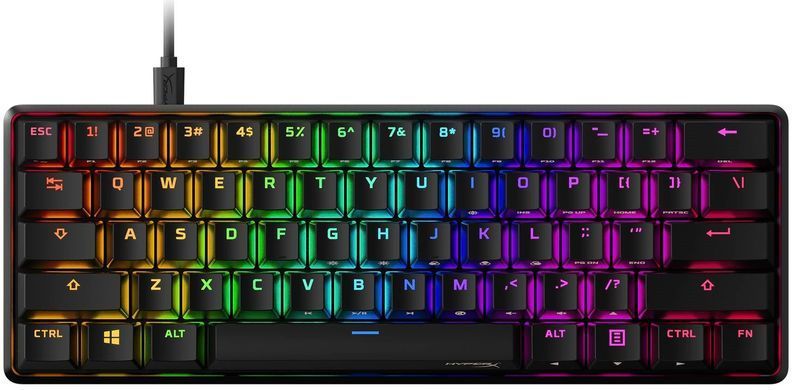 Клавіатура механічна HyperX Alloy Origins 60 61key, Red, USB-A, EN/RU, RGB, чорний (4P5N0AA) [13555]
